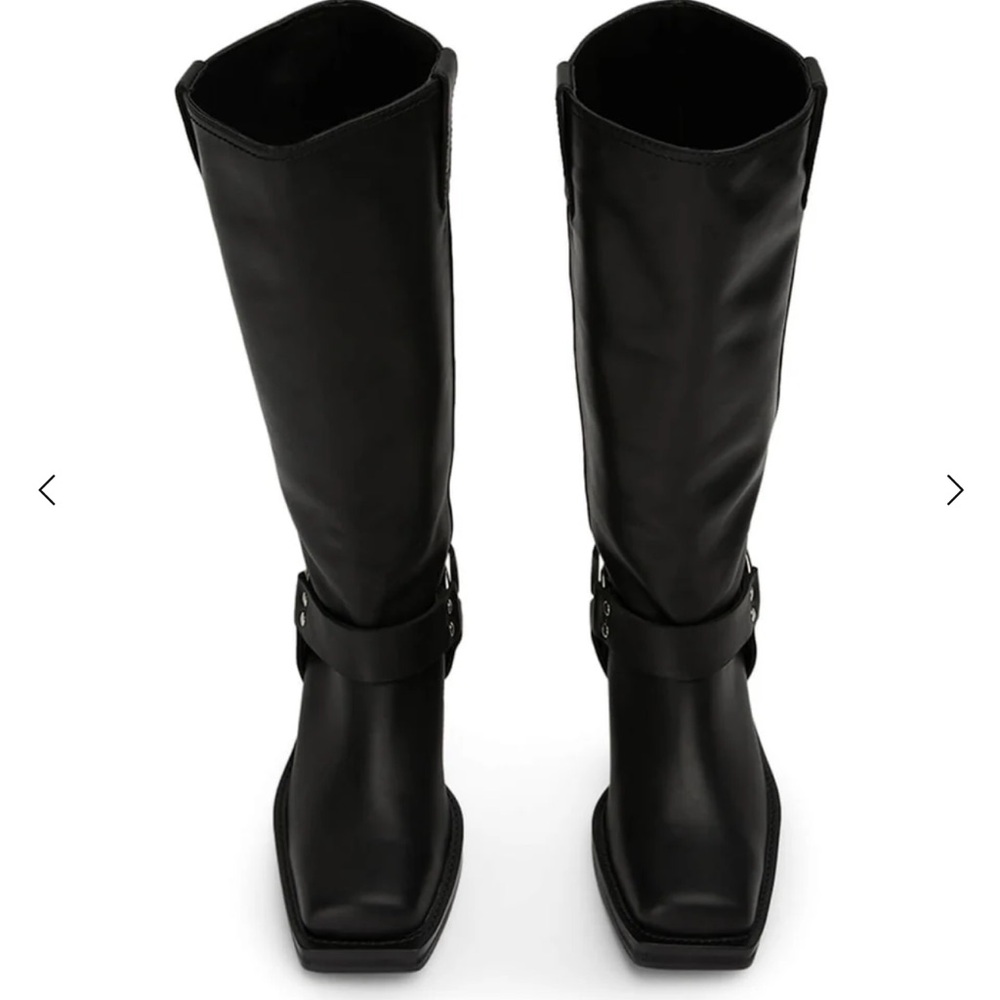 Tony Bianco Biker Black Wax Boots - Picture 3 of 5